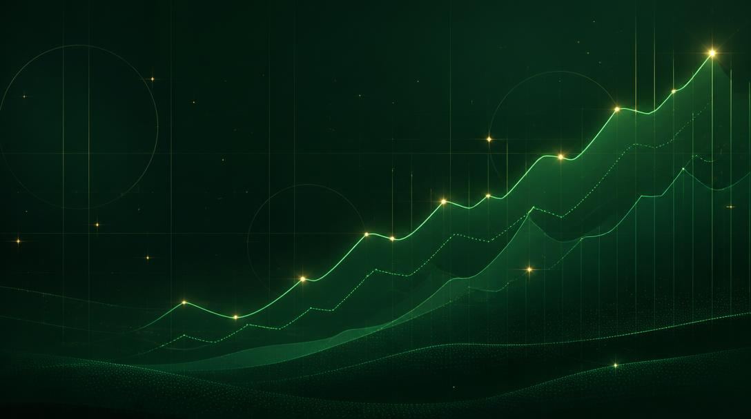 Grafico astratto di crescita delle metriche di ricerca